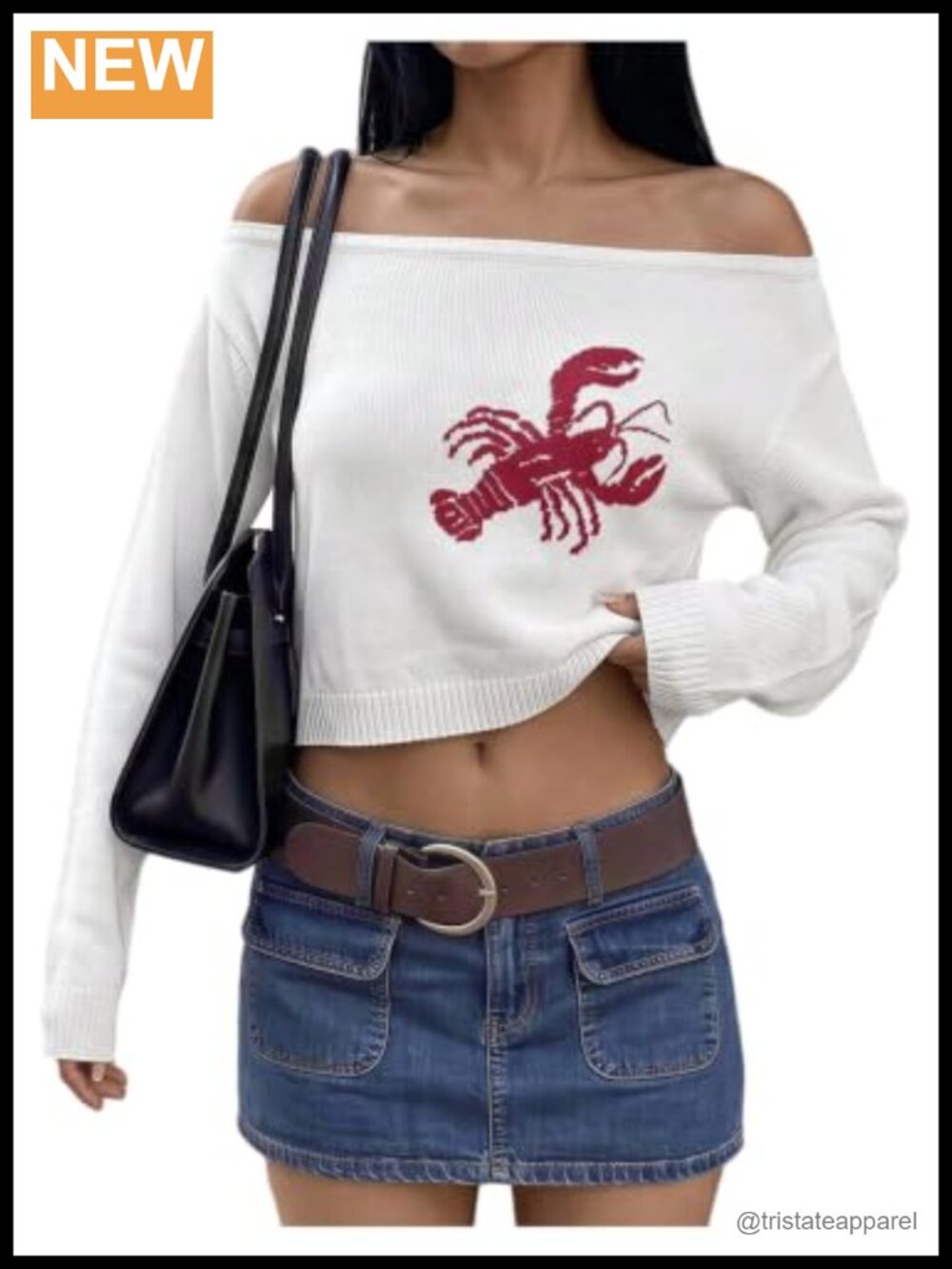 Y2K Cropped Off Shoulder Knit Sweater Long Sleeve Animal Print